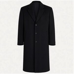 Jos. A. Bank Men's Large Black Long Wool/Cashmere Blend Overcoat Jacket Peacoat